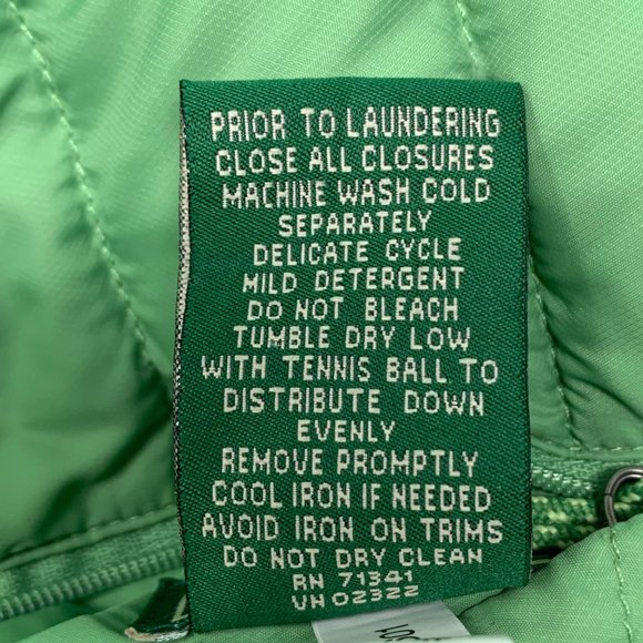 LL BEAN 0BDC9 Green Reversible Goose Down Puffer Vest - Picture 2 of 11